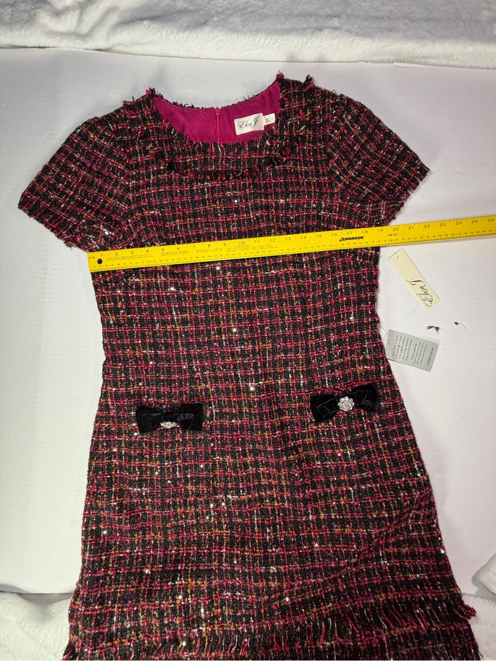 Eliza J Pink, Black and Red Tweed Shift Dress - Picture 4 of 5